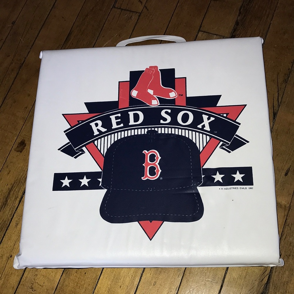 MLB Boston Red Sox White Navy Red Logo Seat Cushion